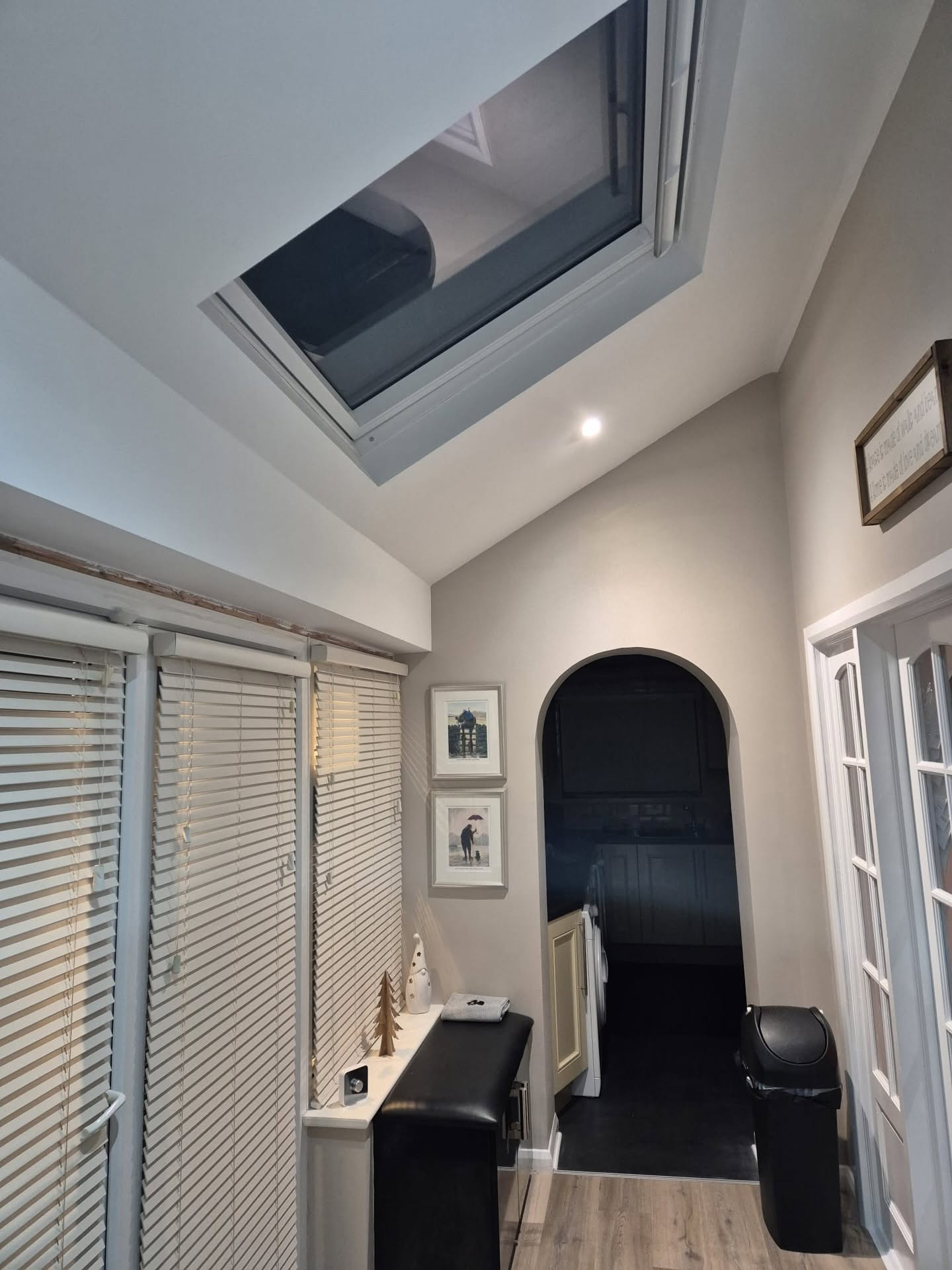 New skylight window fitted into the ceiling of a converted roof space